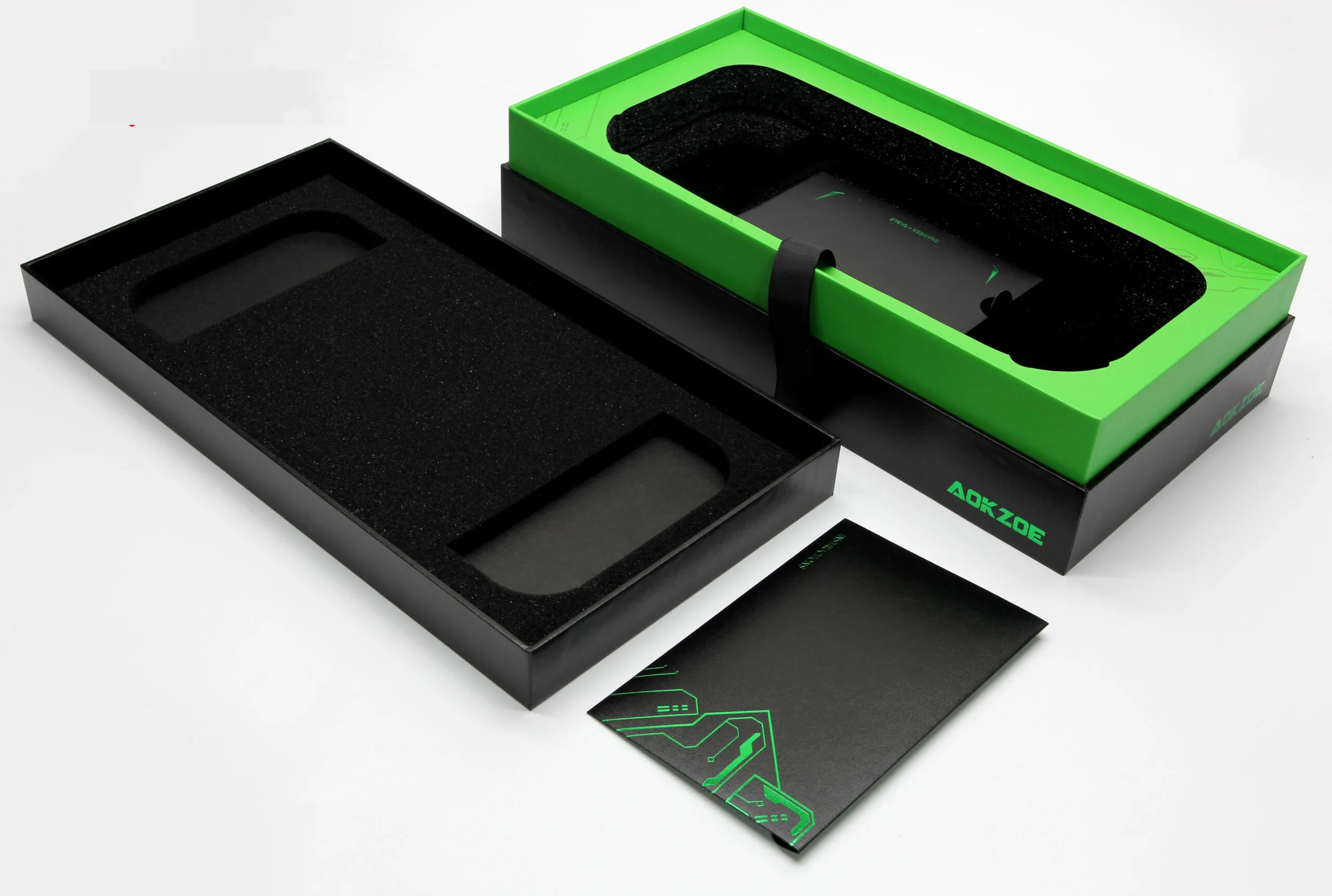 Custom magnetic flip gift box interior with foam insert for electronics