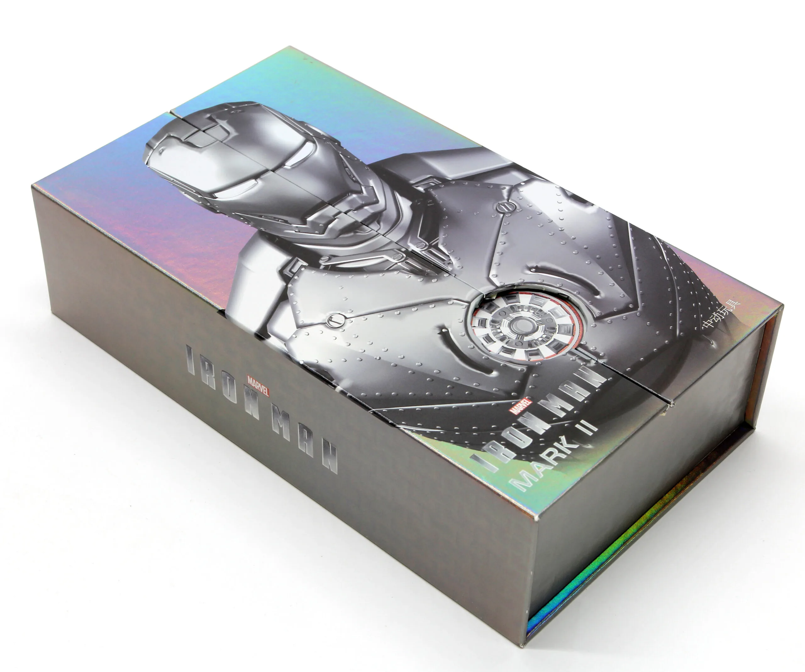 Custom holographic electronics gift box with rainbow spectrum foil effect — 3C accessories packaging by PackPro