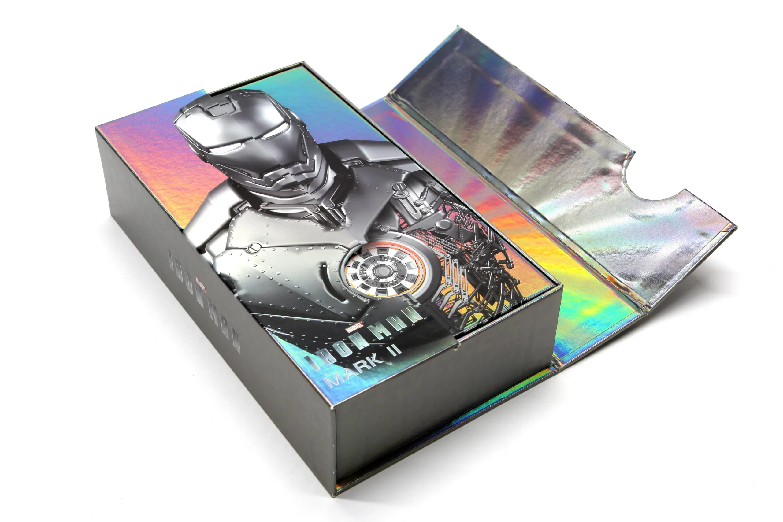 Premium holographic gift box exterior — custom electronics packaging from PackPro Dongguan