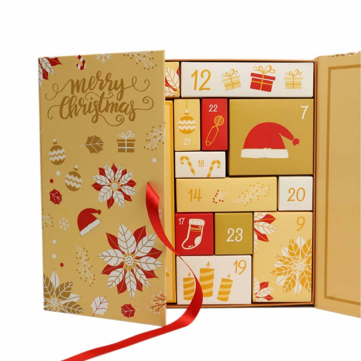 Luxury gold advent calendar box with foil doors