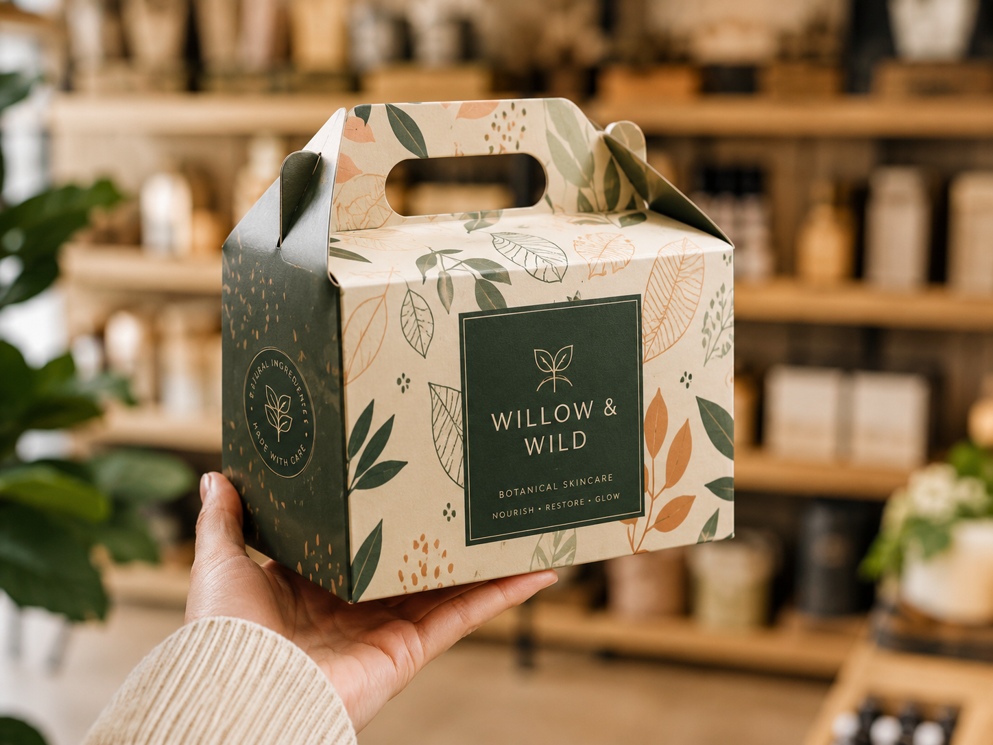 Custom printed gable boxes with bold brand graphics showing premium packaging at accessible price
