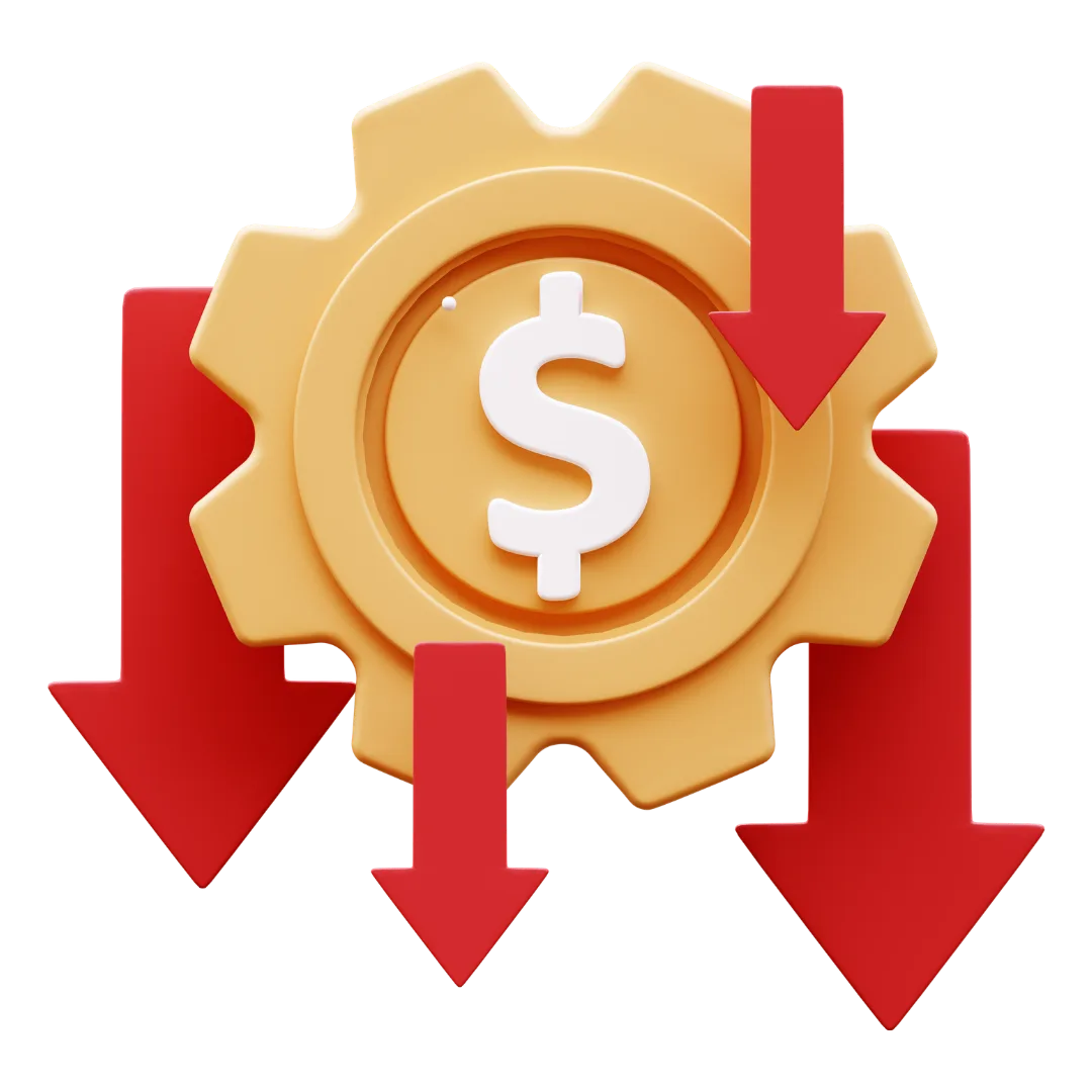 Reduced shipping costs icon — collapsible rigid boxes lower dimensional weight