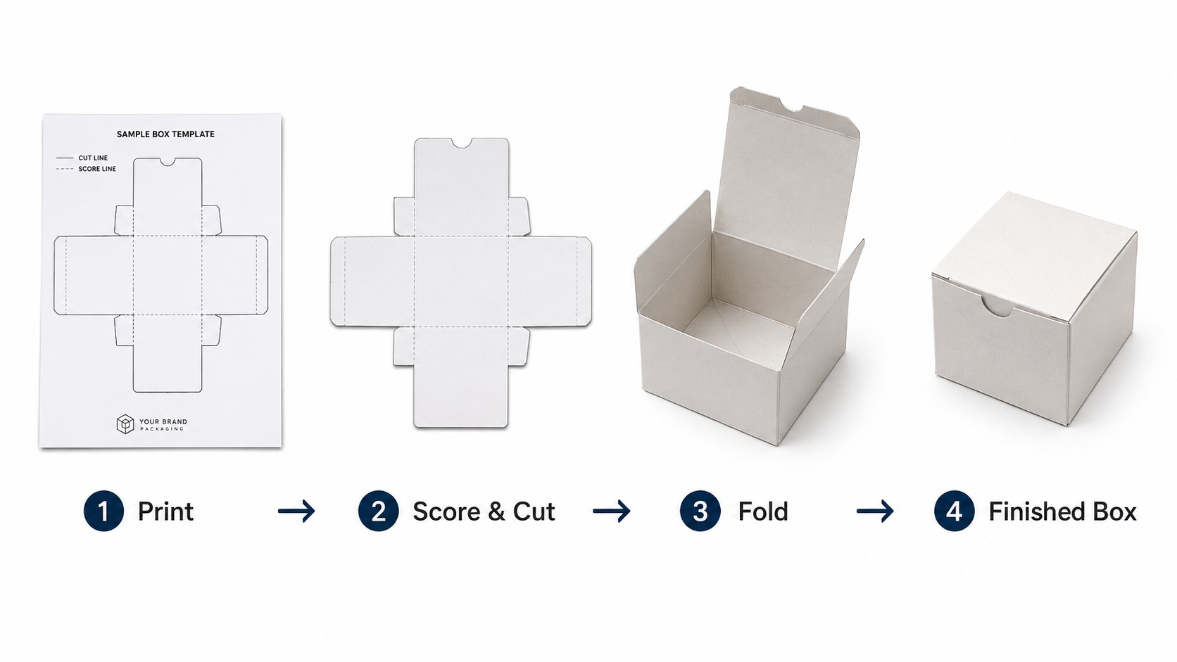 Various box template styles including tuck end auto-lock and rigid box dielines for packaging