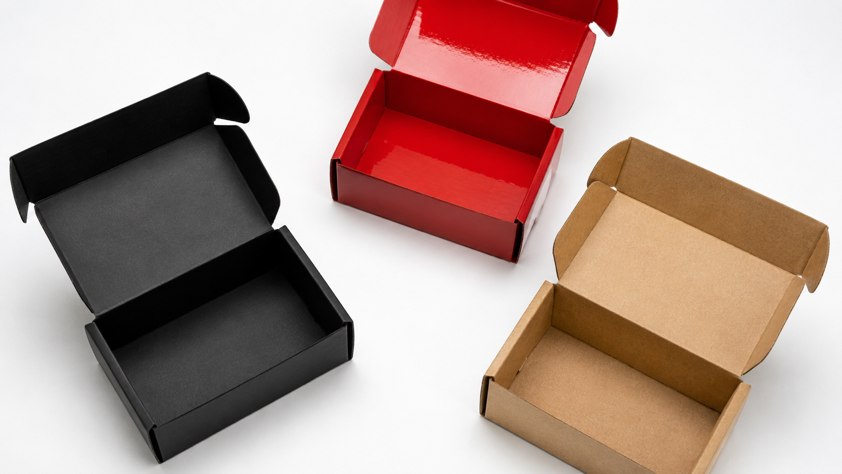 Exterior finish options for flip-top boxes including matte, gloss, foil, and soft-touch coatings