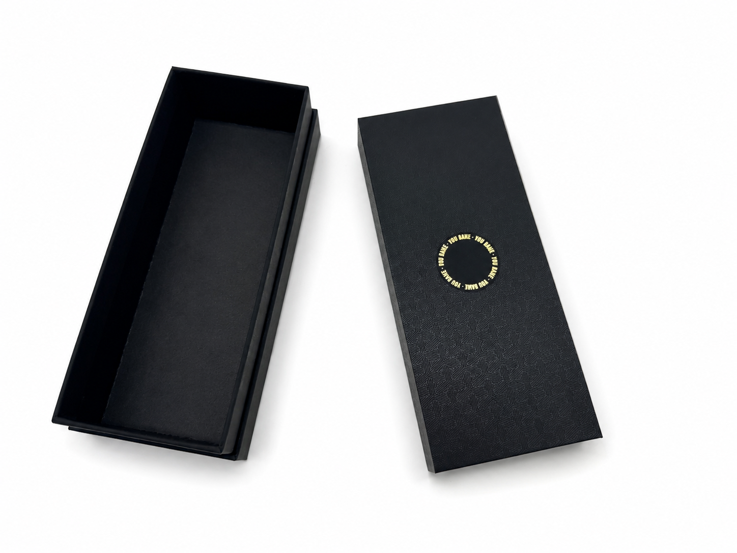 Black and Gold Flip-Top Box | 3D Foil Stamped Presentation Case - Image 3