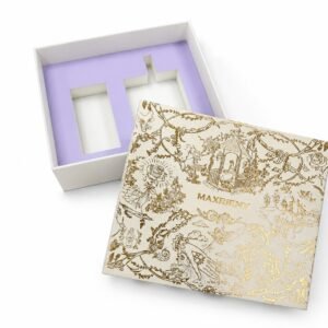 Custom White & Gold Cosmetic Box | Flocked Sponge Presentation Packaging