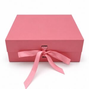 Pink Satin Ribbon Collapsible Gift Box | Elegant Folding Packaging