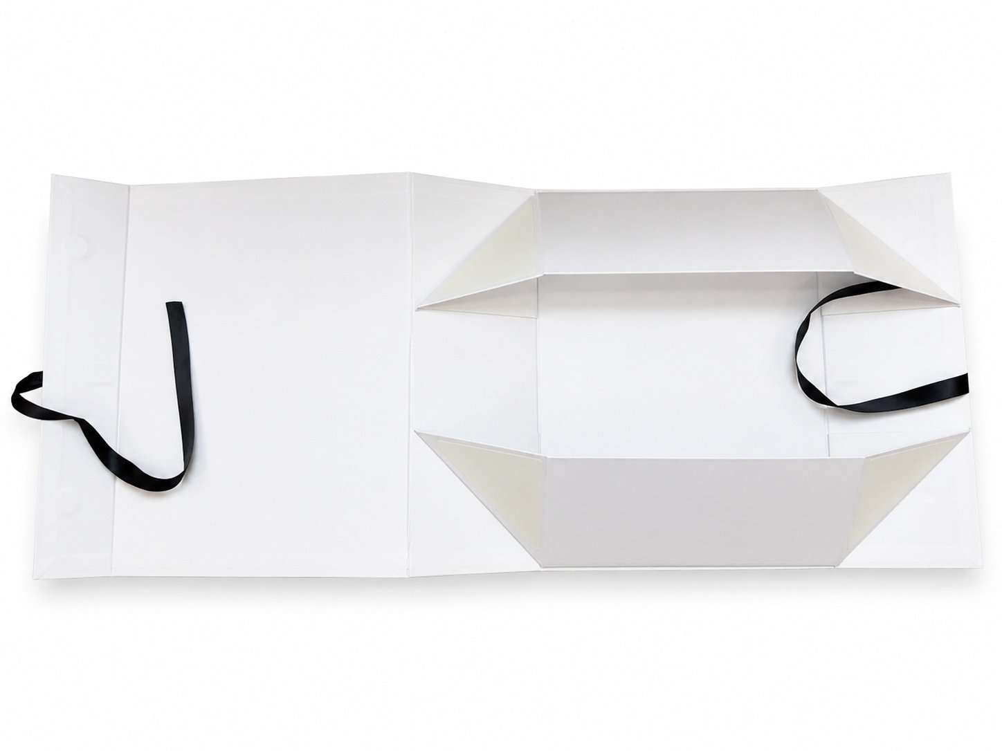 Open-Style Ribbon Collapsible Gift Box | Skincare Folding Packaging