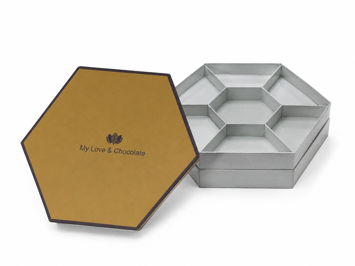 Custom Hexagonal Chocolate Box | Double-Layer Confectionery Packaging - Image 2