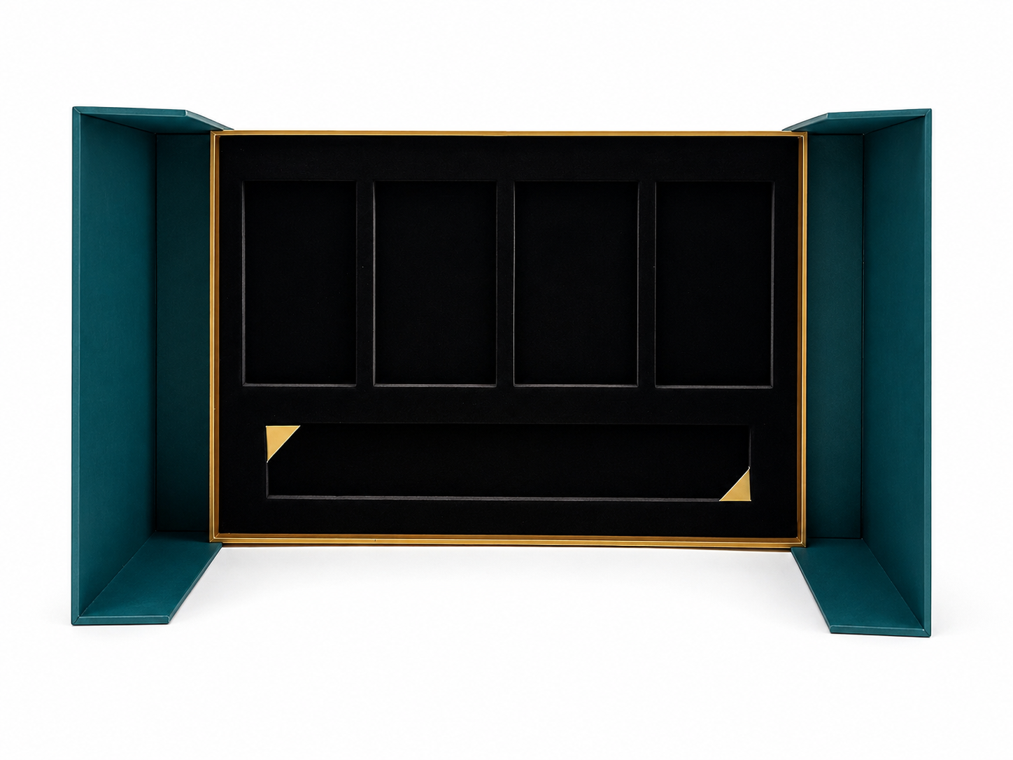 Embossed Green Rigid Gatefold Box | Gold Foil Gift Packaging - Image 2