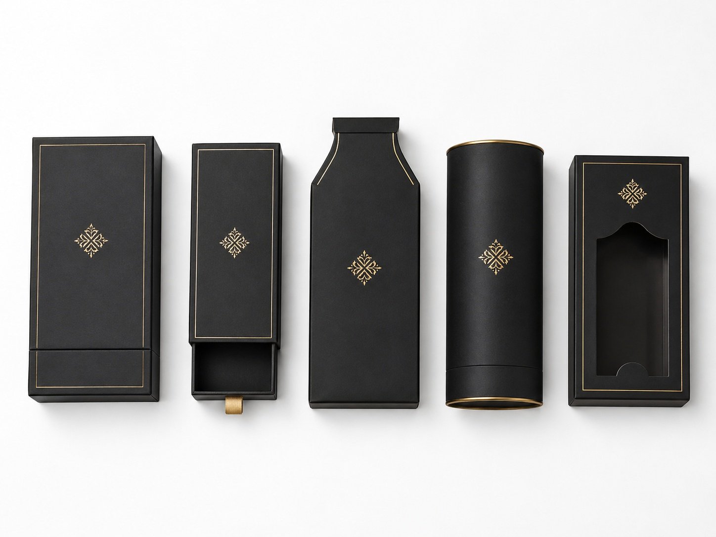 Perfume box formats comparison rigid drawer tube shoulder-neck custom China
