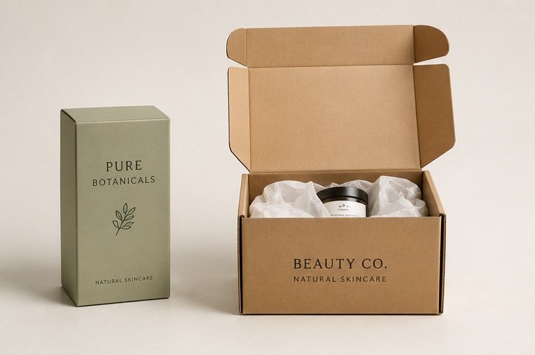 Slim-fit collapsible box next to a bulkier oversized box with visible empty space