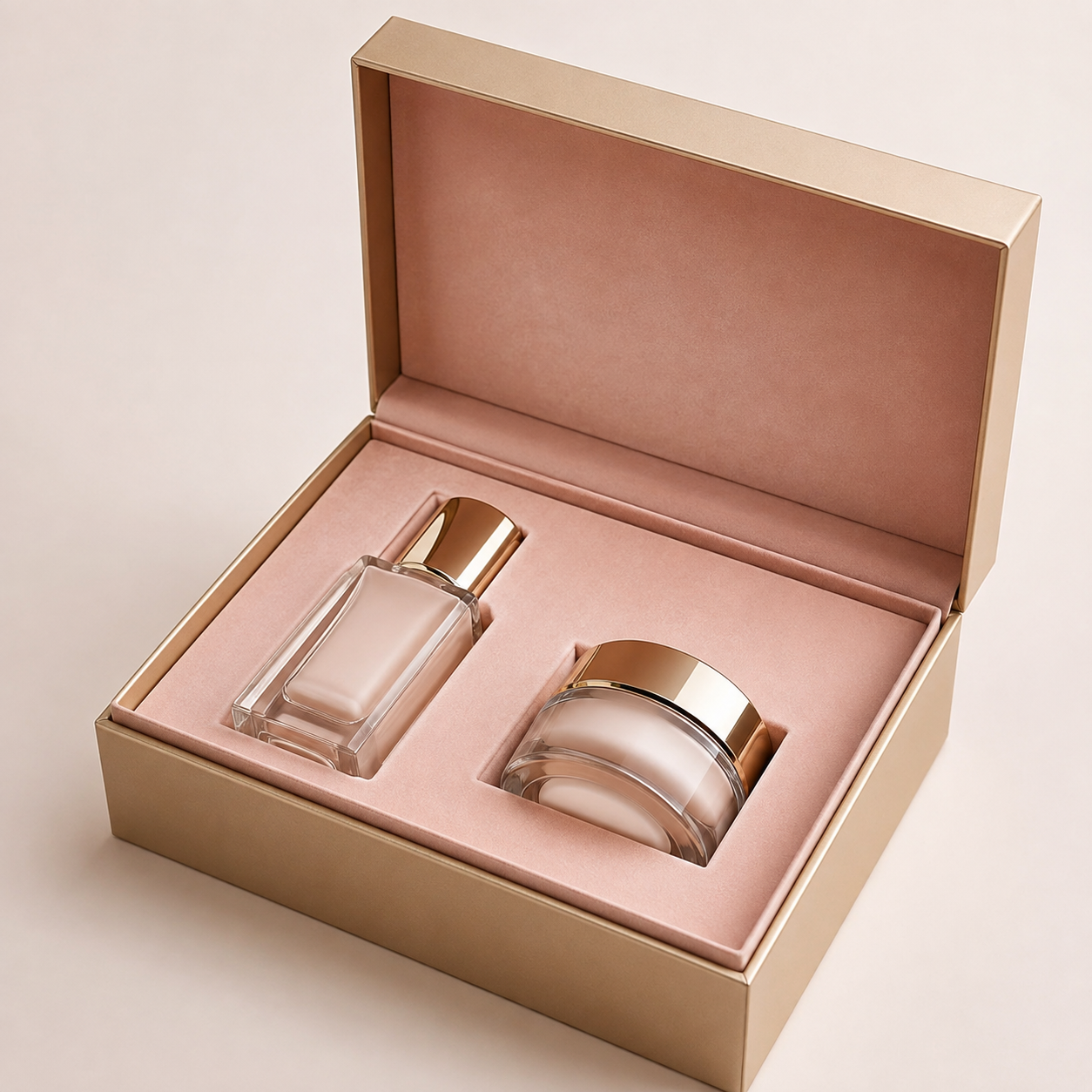 Custom cosmetic packaging with fitted insert