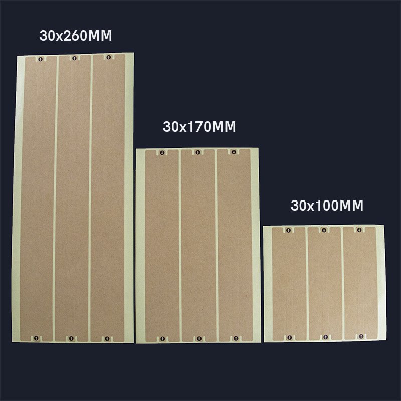 Kraft paper tear-strip sticker applied to airplane-style box lid