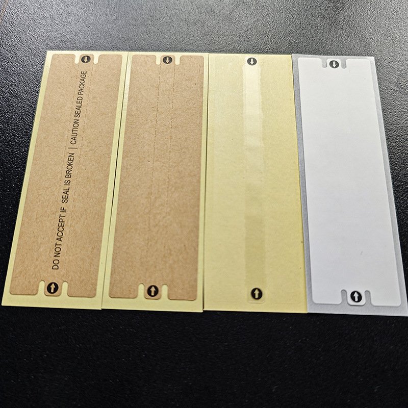 Close-up of void pattern on tamper-evident box seal after removal