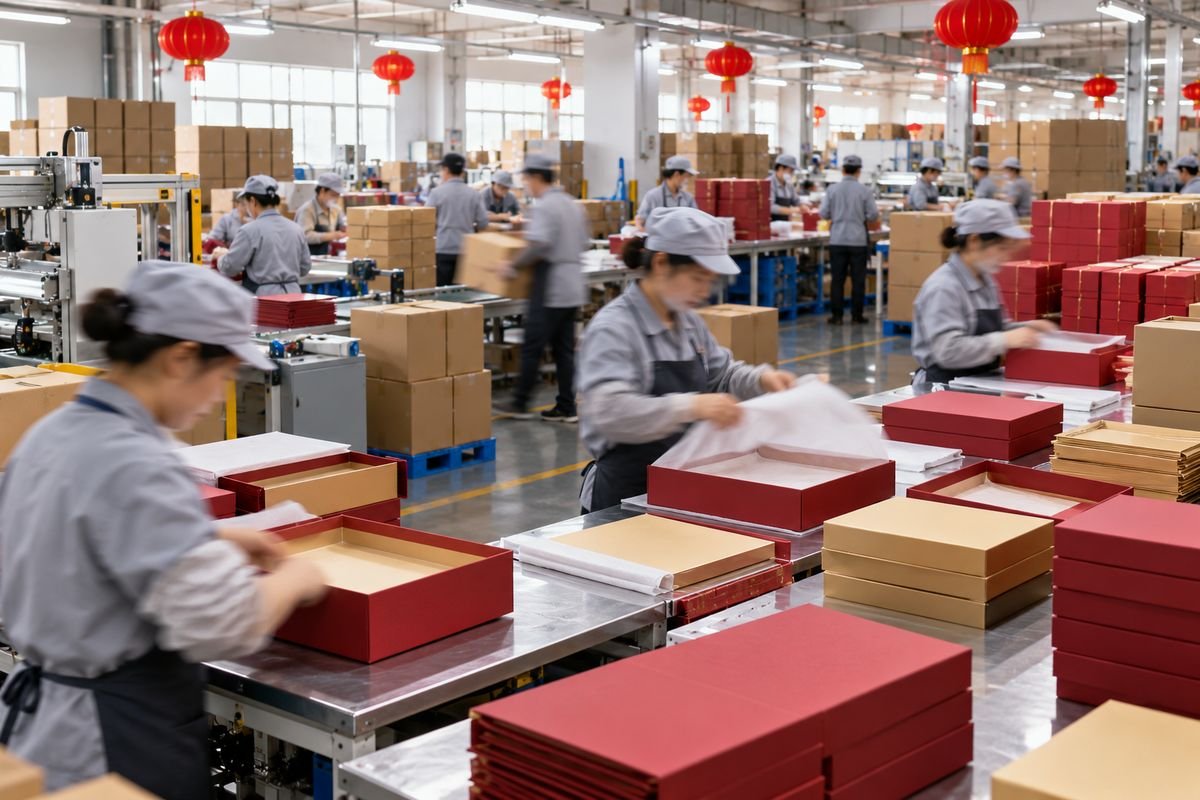 Busy packaging production line during the pre-Chinese New Year rush